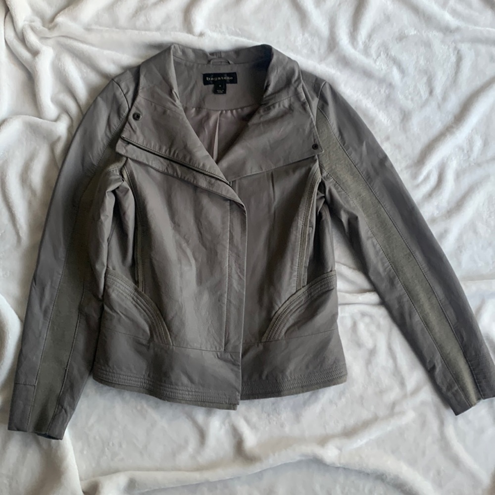 Bagatelle Real Leather Gray Jacket Size Medium